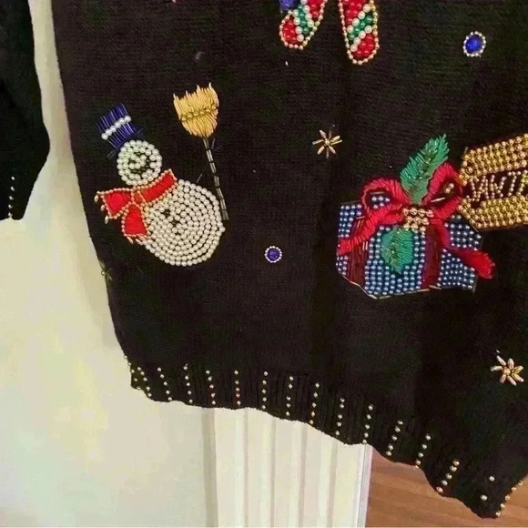 Victoria Harbour Woman Beaded Cowl Christmas Sweater Size 3X Slouchy Tunic - Picture 9 of 15